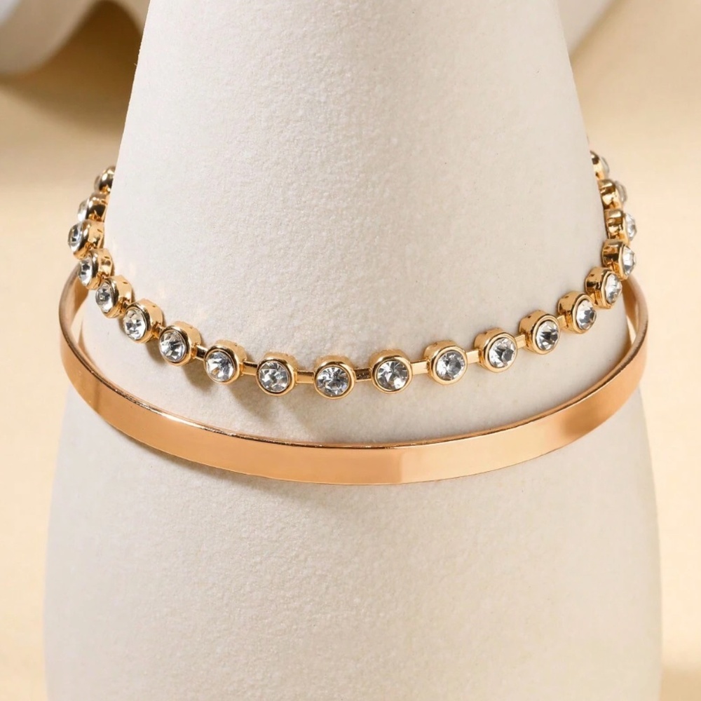 Luxe Rhinestone Minimalist Bracelet Set - Picture 3 of 12